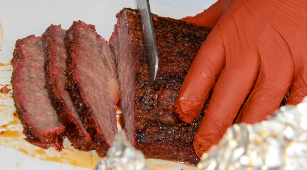 Cutting a brisket