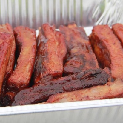 Pork ribs in a tray